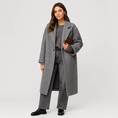Übergroßer Wollmantel | Lang | Lockere Passform | Winter-Trenchcoat | Winterjacke für Damen