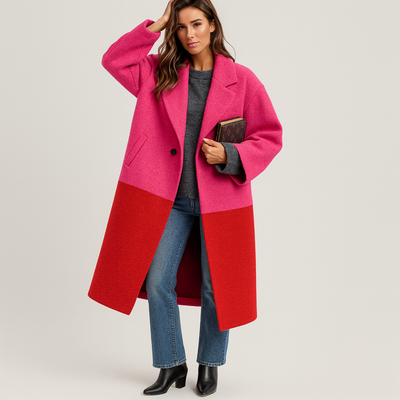 Übergroßer Wollmantel | Lang | Lockere Passform | Winter-Trenchcoat | Winterjacke für Damen