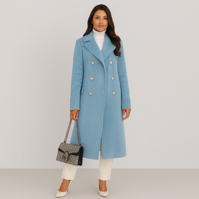 Wollmantel - Langer doppelreihiger Winter-Trenchcoat für Damen