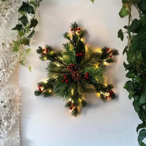 Weihnachtswanddeko – Tannenzapfen – LED – Weihnachtsgrün – Weihnachtskranz-Fashion Peak