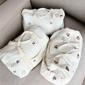 Wickeltasche - Gesteppt Bestickt Creme Reisetasche Baby-Fashion Peak