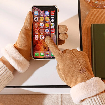 Winterhandschuhe – Warm – Mit Fell gefüttert – Touchscreen-Handschuhe – Damenhandschuhe