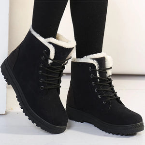 Winterstiefel Damen Gefüttert | Schnürung | Warmfutter | Profilsohle-Fashion Peak