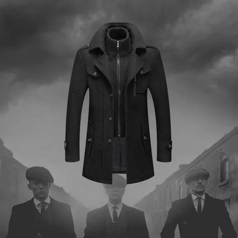 Wool Coat - Men's Mid Length Zip-Up Wool Jacket for Winter-Chaps Herrenmode