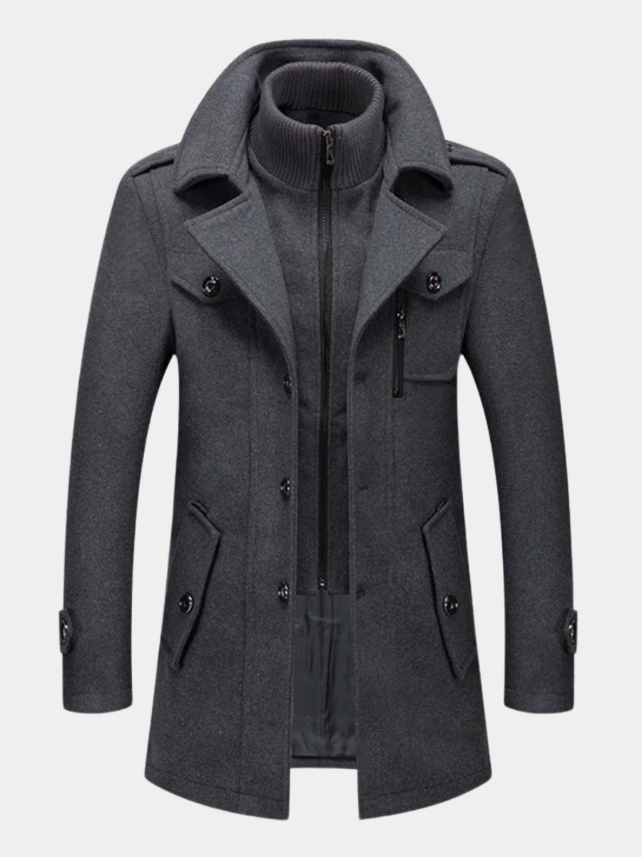 Wool Coat - Men's Mid Length Zip-Up Wool Jacket for Winter-Chaps Herrenmode