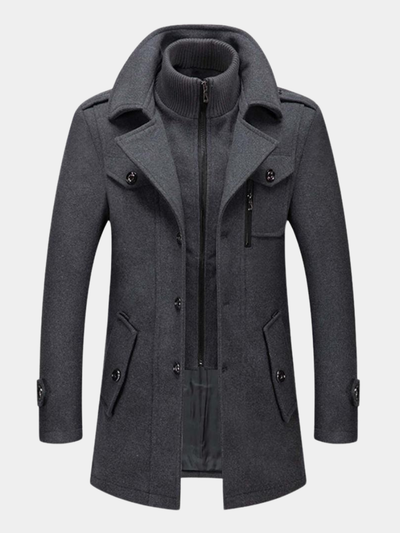 Wool Coat - Men's Mid Length Zip-Up Wool Jacket for Winter-Chaps Herrenmode