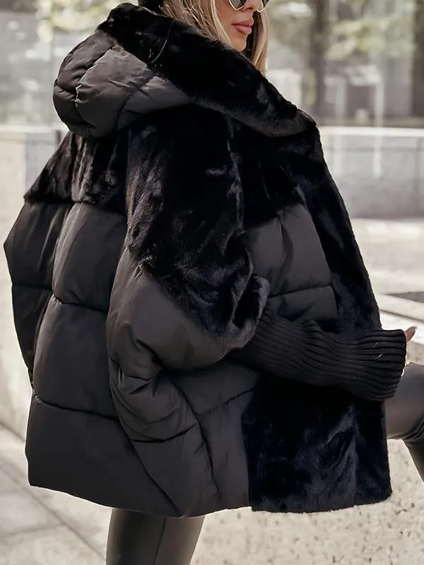 Übergroße Jacke – Kunstfell – Gefüttert – Daunenjacke – Winterjacke für Damen
