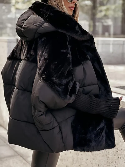 Übergroße Jacke – Kunstfell – Gefüttert – Daunenjacke – Winterjacke für Damen