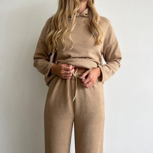 Zweiteiler Damen | Hoodie und Weites Bein | Strick Set-Fashion Peak