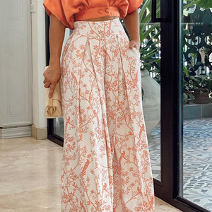 Zweiteiliges Set | Damen Crop Top und weite Hose mit hohem Bund-Fashion Peak