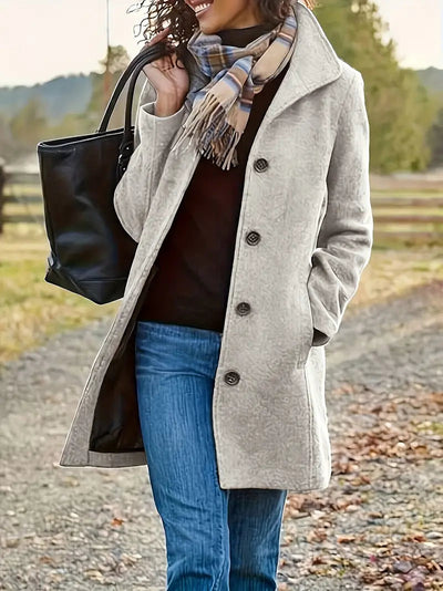 Winter-Trenchcoat | Einreihig | Mittellang | Wollmantel | Damenjacke