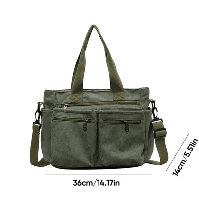 Cordtasche – Schultertasche für Frauen mit mehreren Fächern
