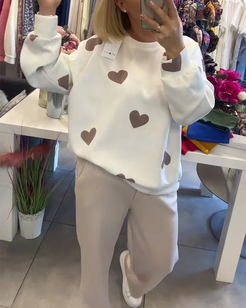Herz-Pullover | Weiß | Pullover | Herz-Pullover | Damen-Sweatshirt