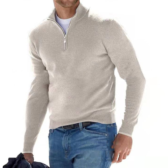 Pullover mit Viertelreißverschluss – Strickpullover mit halbem Reißverschluss für Männer