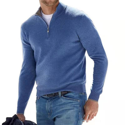 Pullover mit Viertelreißverschluss – Strickpullover mit halbem Reißverschluss für Männer