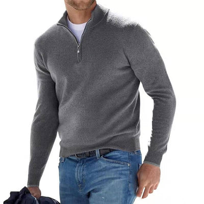 Pullover mit Viertelreißverschluss – Strickpullover mit halbem Reißverschluss für Männer