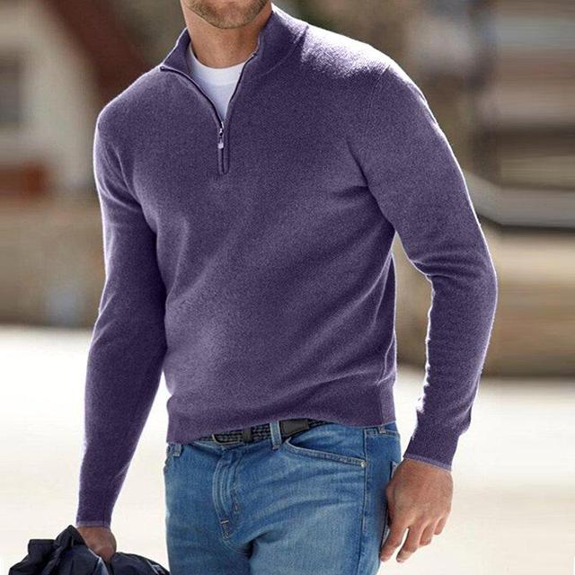 Pullover mit Viertelreißverschluss – Strickpullover mit halbem Reißverschluss für Männer