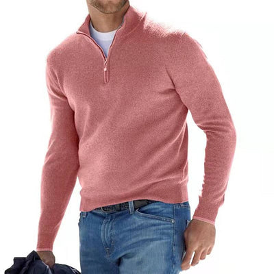 Pullover mit Viertelreißverschluss – Strickpullover mit halbem Reißverschluss für Männer