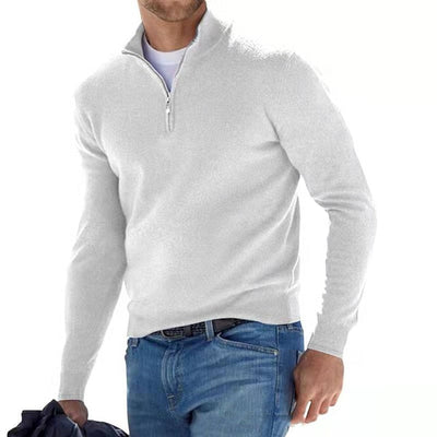 Pullover mit Viertelreißverschluss – Strickpullover mit halbem Reißverschluss für Männer