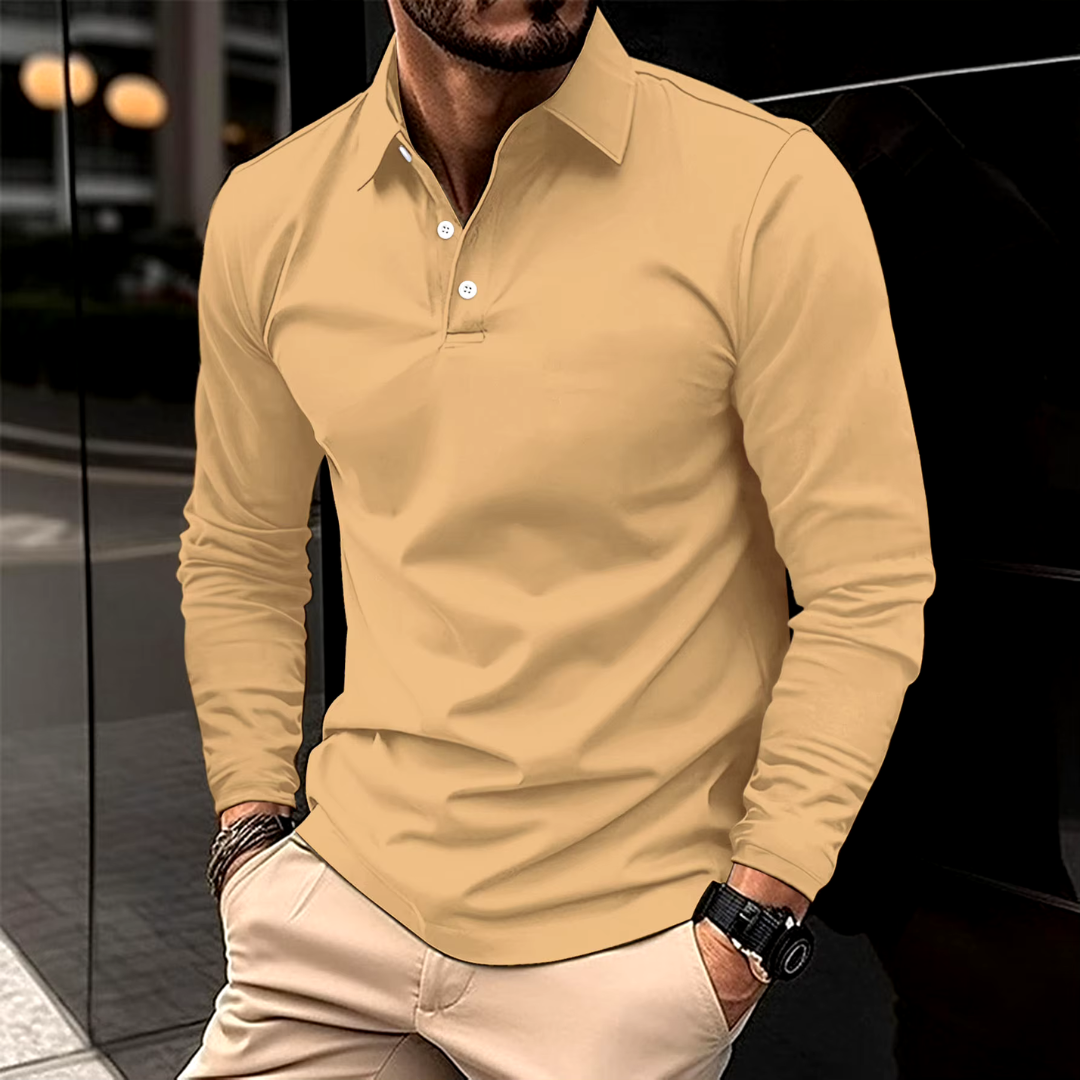 Polohemd – Herren-Polohemd mit Kragen und langen Ärmeln