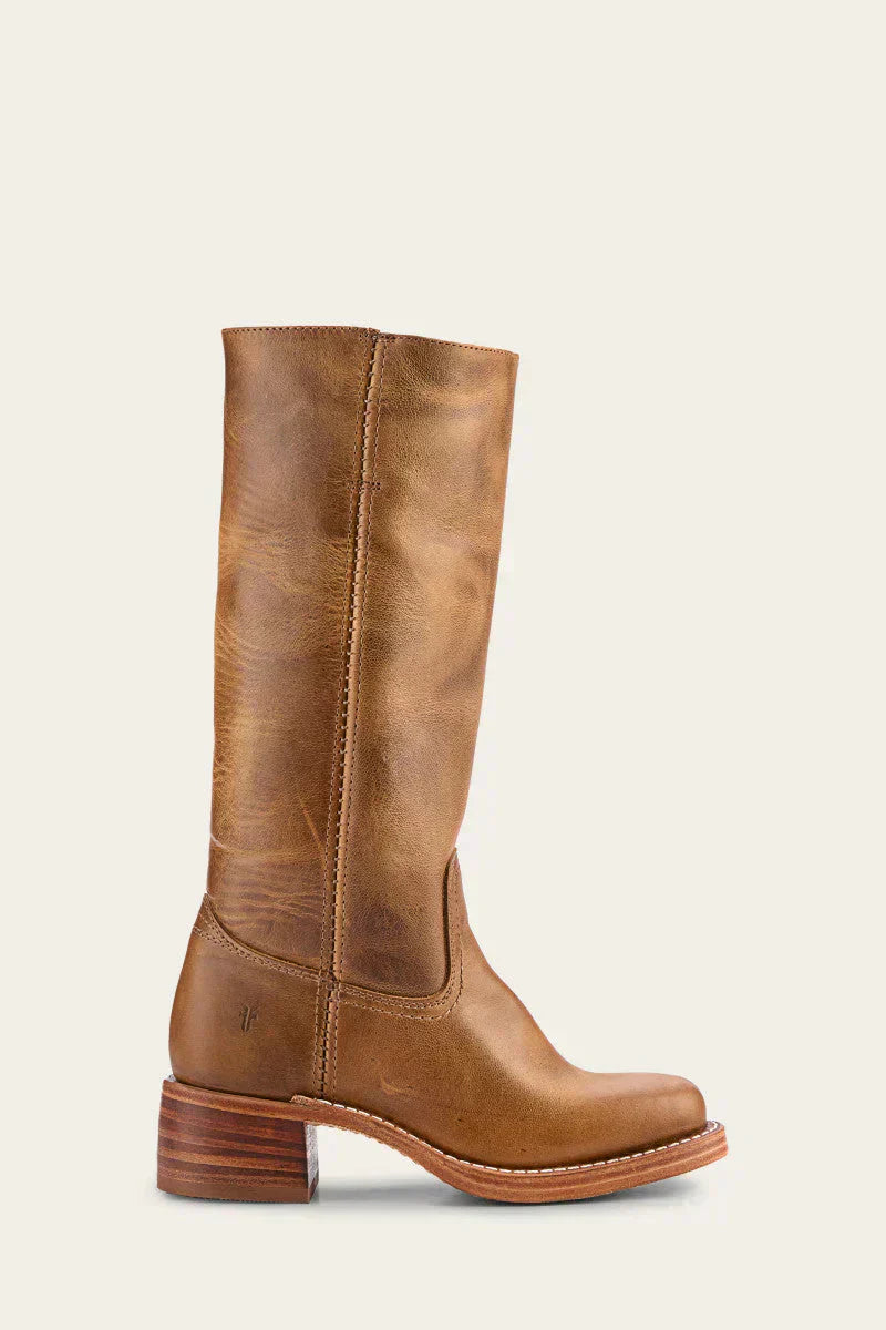 Lederstiefel – Niedriger Absatz – Slipper – Kniehohe Stiefel – Damenstiefel