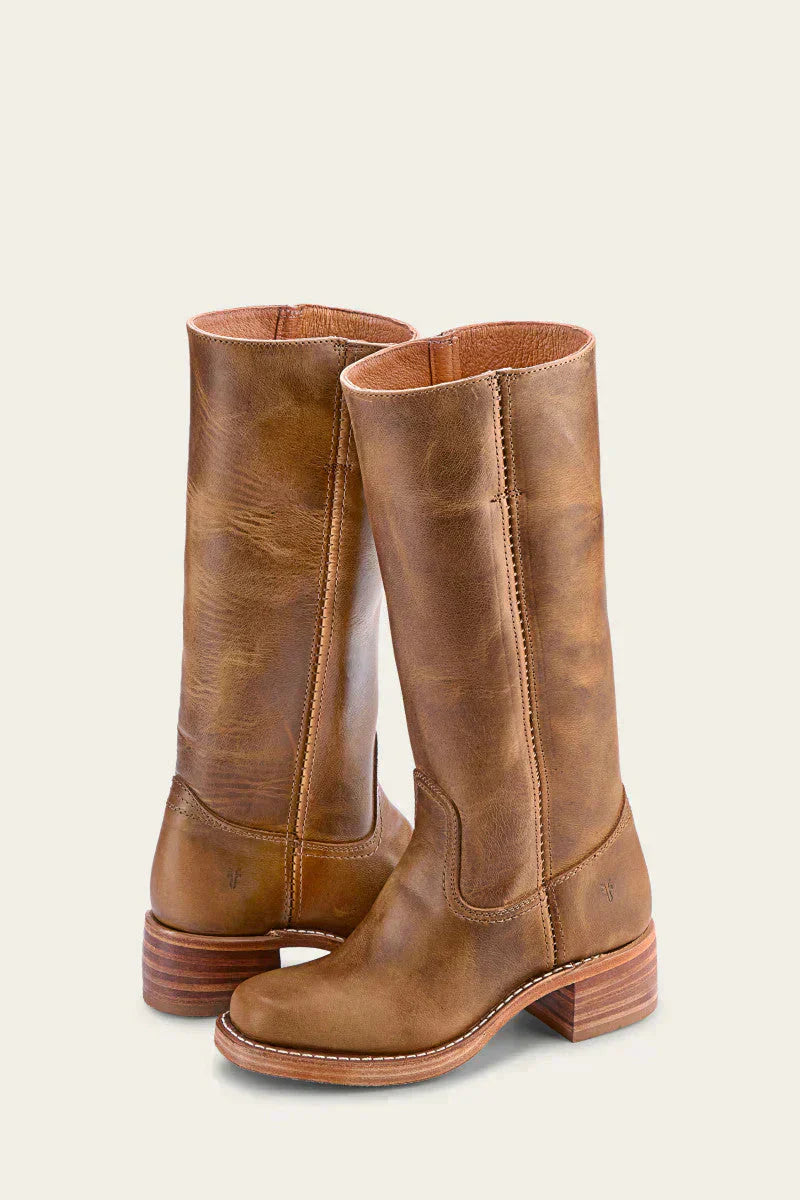Lederstiefel – Niedriger Absatz – Slipper – Kniehohe Stiefel – Damenstiefel