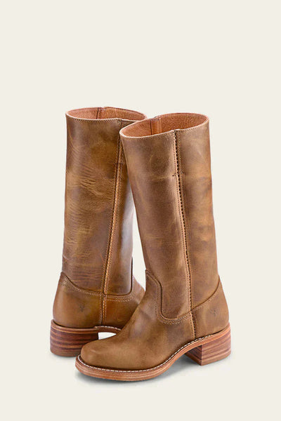 Lederstiefel – Niedriger Absatz – Slipper – Kniehohe Stiefel – Damenstiefel