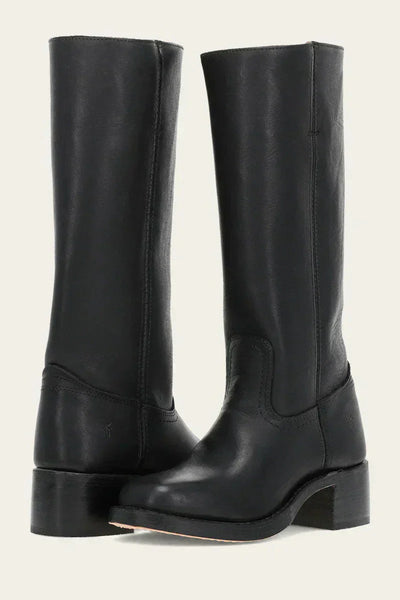 Lederstiefel – Niedriger Absatz – Slipper – Kniehohe Stiefel – Damenstiefel