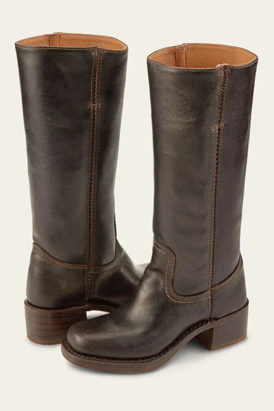 Lederstiefel – Niedriger Absatz – Slipper – Kniehohe Stiefel – Damenstiefel