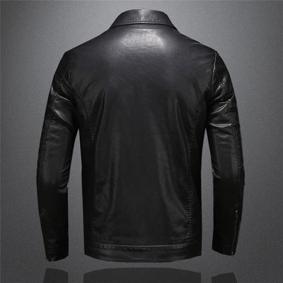 Lederjacke - Schwarz - Veganes Leder - Kunstlederjacke - Herrenjacke