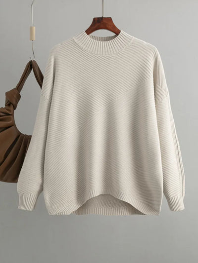 Übergroßer Pullover – Rippstrick – Rundhalsausschnitt – Strickpullover – Damenstrickmode