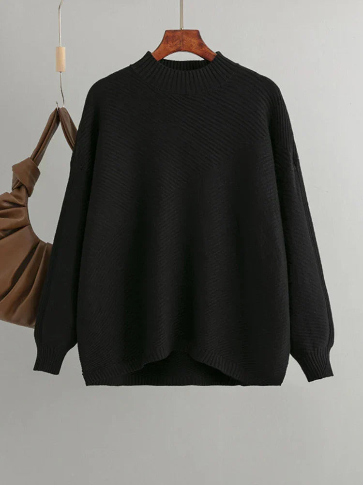 Übergroßer Pullover – Rippstrick – Rundhalsausschnitt – Strickpullover – Damenstrickmode