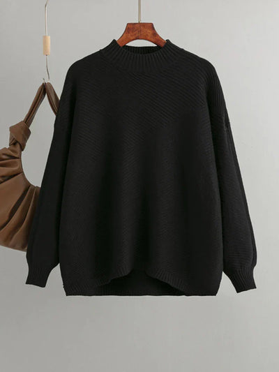Übergroßer Pullover – Rippstrick – Rundhalsausschnitt – Strickpullover – Damenstrickmode