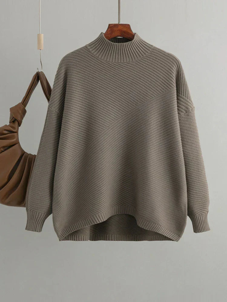 Übergroßer Pullover – Rippstrick – Rundhalsausschnitt – Strickpullover – Damenstrickmode