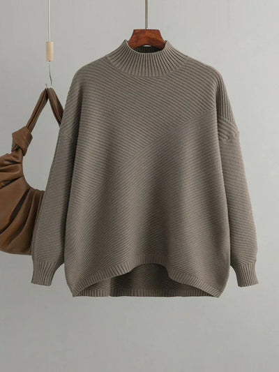 Übergroßer Pullover – Rippstrick – Rundhalsausschnitt – Strickpullover – Damenstrickmode