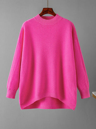 Übergroßer Pullover – Rippstrick – Rundhalsausschnitt – Strickpullover – Damenstrickmode