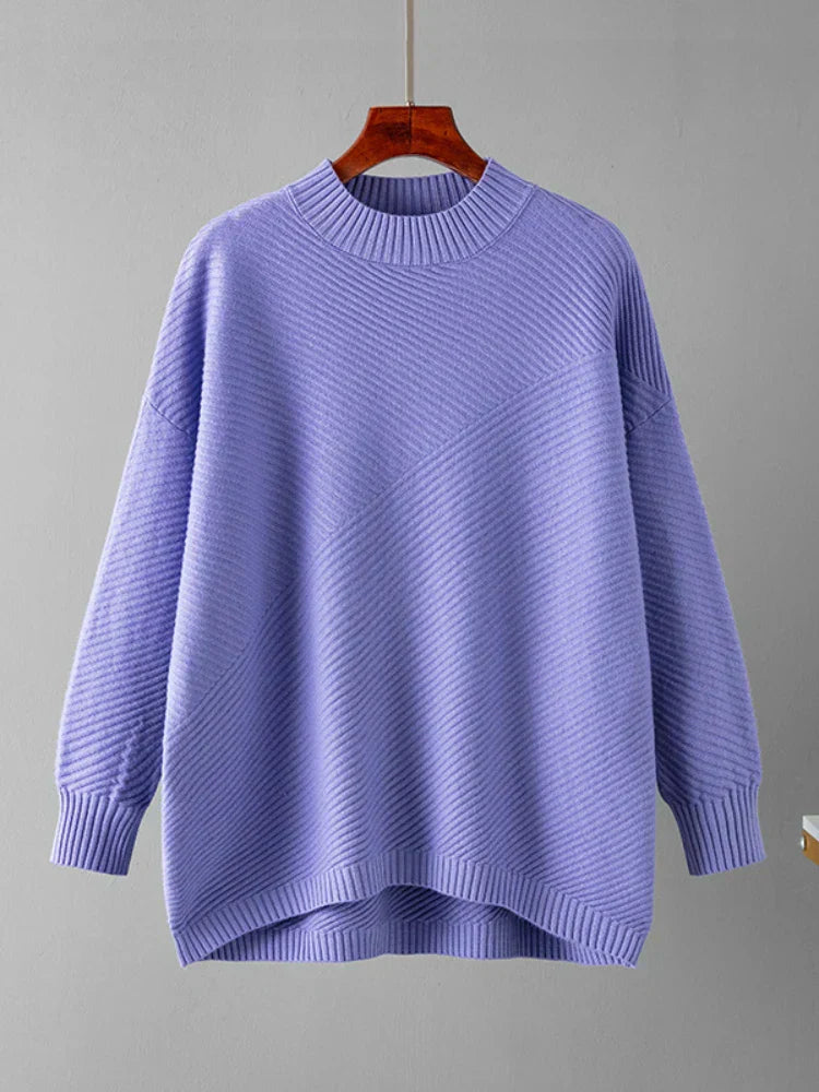 Übergroßer Pullover – Rippstrick – Rundhalsausschnitt – Strickpullover – Damenstrickmode