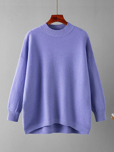 Übergroßer Pullover – Rippstrick – Rundhalsausschnitt – Strickpullover – Damenstrickmode