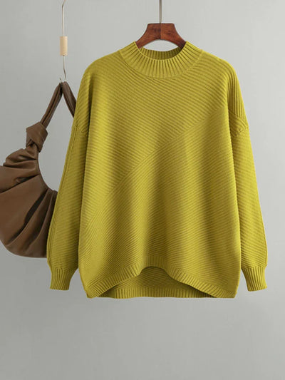 Übergroßer Pullover – Rippstrick – Rundhalsausschnitt – Strickpullover – Damenstrickmode