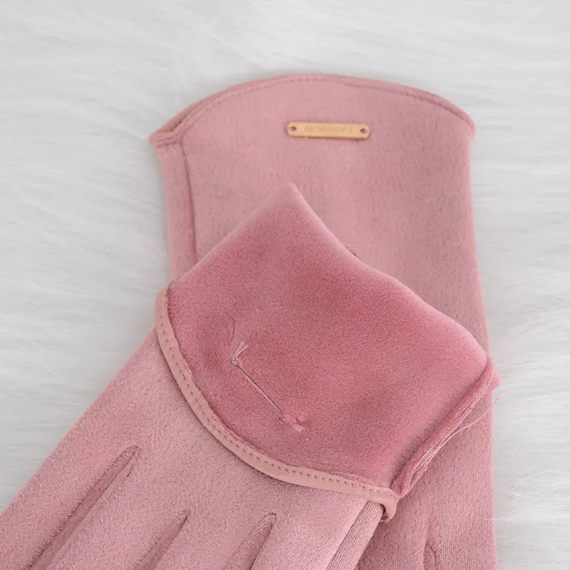Damenhandschuhe – Warm – Wildleder – Touchscreen-Handschuhe – Winterhandschuhe