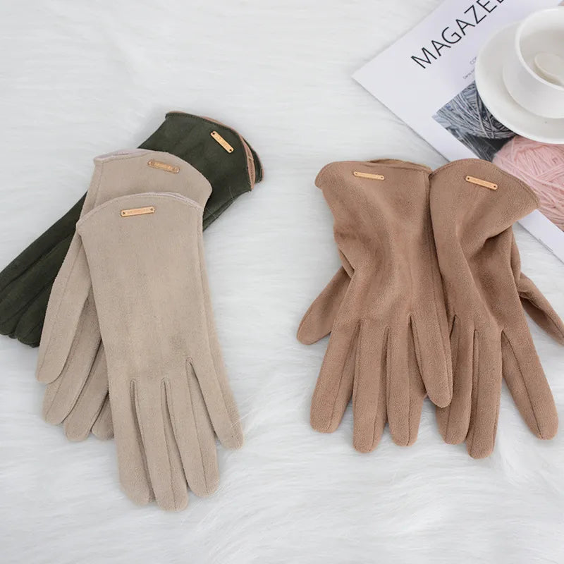 Damenhandschuhe – Warm – Wildleder – Touchscreen-Handschuhe – Winterhandschuhe
