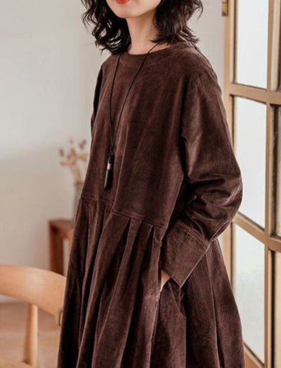 Cordkleid – Oversized-Midikleid mit langen Ärmeln für Damen für den Herbst
