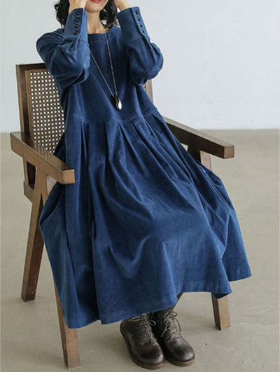 Cordkleid – Oversized-Midikleid mit langen Ärmeln für Damen für den Herbst
