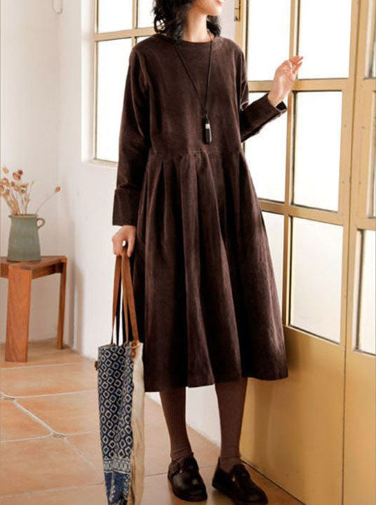 Cordkleid – Oversized-Midikleid mit langen Ärmeln für Damen für den Herbst