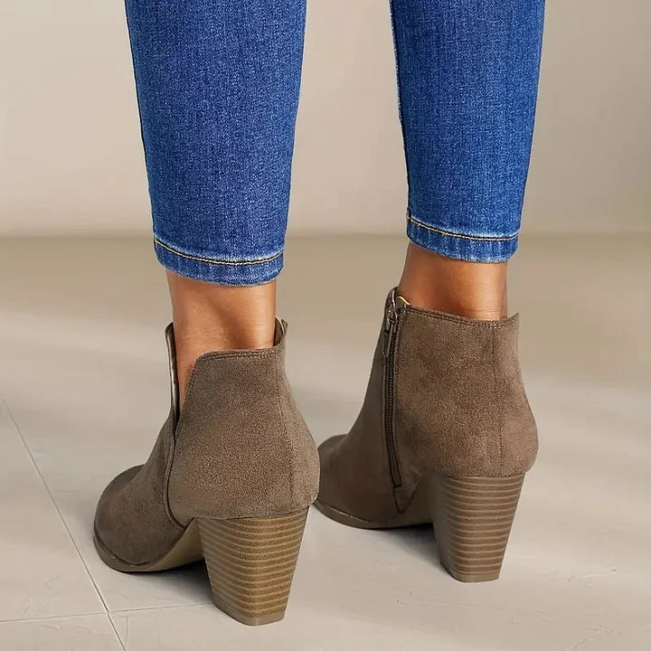 Stiefel mit Absatz | Wildleder | Blockabsatz | Stiefeletten | Damenstiefel