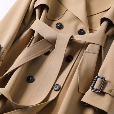 Lange Trenchcoat | Riem | Dubbelrijig | Herfstjas | Dames trenchcoat
