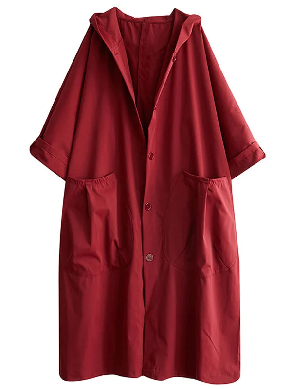 Wasserdichter Mantel – Langer Oversize-Regenmantel mit Kapuze für Damen