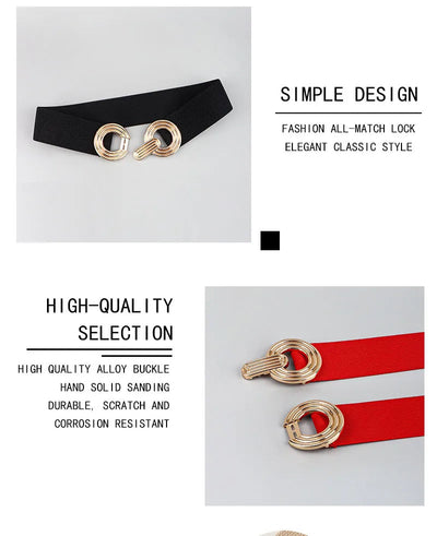 Damen-Gürtel – Stretch – Goldschnalle – Elastischer Gürtel – Taillengürtel