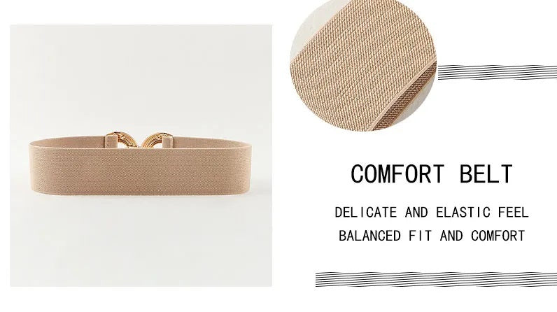 Damen-Gürtel – Stretch – Goldschnalle – Elastischer Gürtel – Taillengürtel