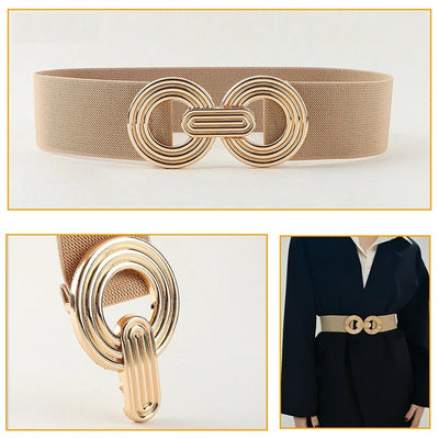 Damen-Gürtel – Stretch – Goldschnalle – Elastischer Gürtel – Taillengürtel